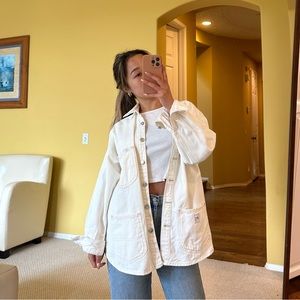 White oversized jean jacket